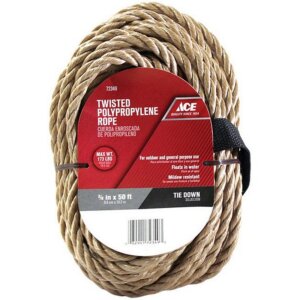 Ace Tan Twisted Polypropylene Rope 3/8”x50’