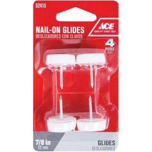 Ace White Nail-On Plastic Chair Glides 7/8” 4 pk
