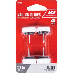 Ace White Plastic Nail-On Cushioned Glides 7/8” 4 pk