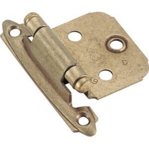 Amerock Burnished Brass Self-Closing Face Mount Overlay Hinge 1-3/4”x2-3/4”