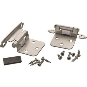 Amerock Satin Nickel Self-Closing Face Mount Overlay Hinge 1-3/4”x2-3/4” 2 pk