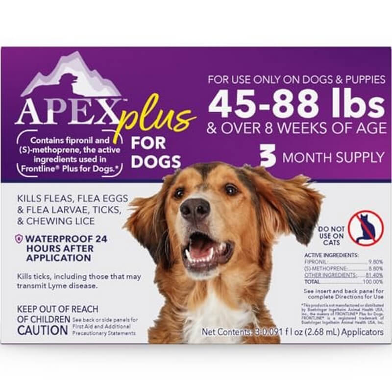 Apex Plus Flea & Tick Prevention for Large Dogs 45-88 lb 3 pk