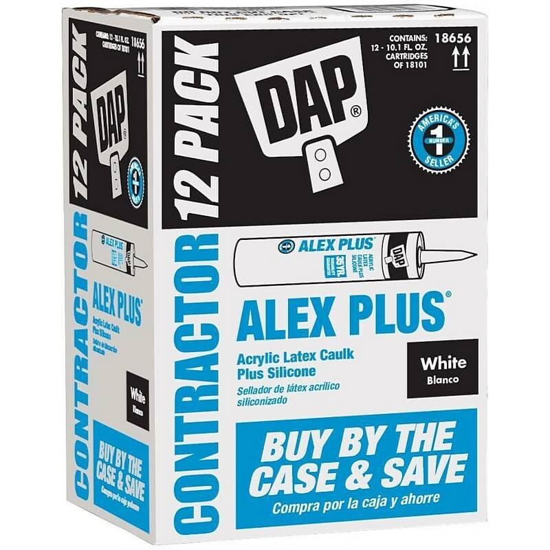 DAP Alex Plus White Siliconized Acrylic Latex Caulk 10.1 oz 12 pk