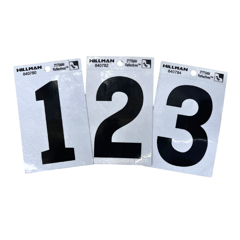 Hillman 3" Reflective Numbers Self Adhesive