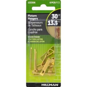 Hillman Brass Classic Picture Hanger 30 lb 6 pk
