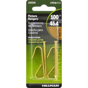 Hillman Brass-Plated Gold Picture Hangers 100 lb 2 pk