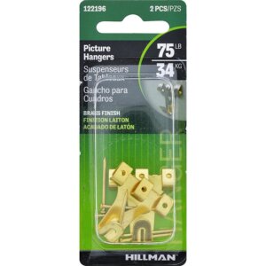 Hillman Brass-Plated Gold Picture Hangers 75 lb 2 pk