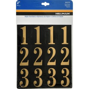Hillman Gold Vinyl Self-Adhesive  0-9 Number Set 2” 32 pc