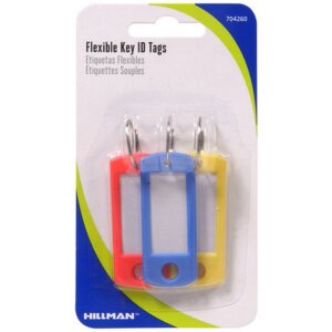 Hillman Split Ring Flexible Key ID Tags 3 pk
