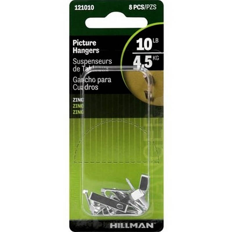 Hillman Zinc-Plated Steel Picture Hangers 10 lb 8 pk