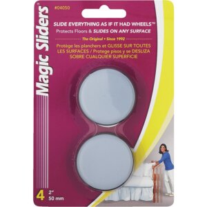 Magic Sliders Round Gray Self-Adhesive Sliding Discs 2” 4 pk