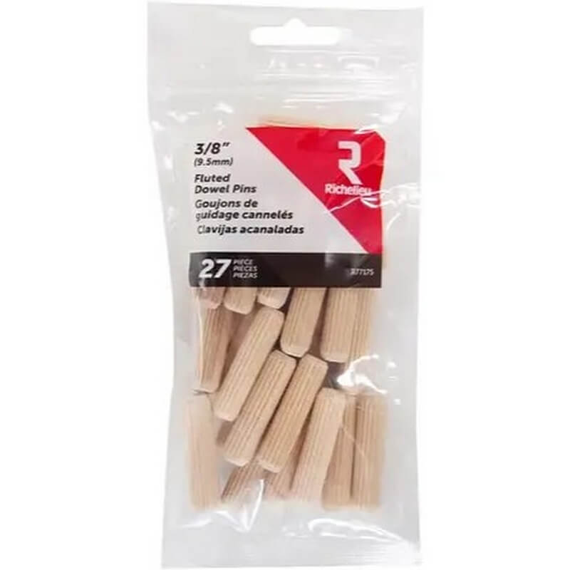 Richelieu Fluted Wood Dowel Pins 3/8”x1-1/2” 27 pk