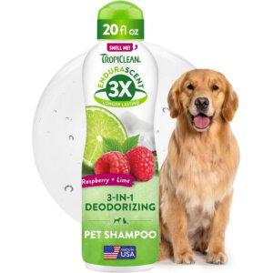 TropiClean EnduraScent Raspberry Lime 3-in-1 Deodorizing Pet Shampoo 20 oz
