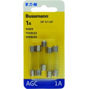 Bussmann BP/AGC-1-RP Fast-Acting AGC Glass Tube Fuses 1A 5 pk