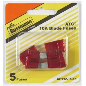 Bussmann BP-ATC-10-RP Red ATC Blade Automotive Fuses 10A 5 pk