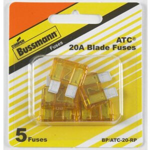 Bussmann BP-ATC-20-RP Yellow ATC Blade Automotive Fuses 20A 5 pk