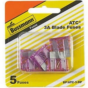 Bussmann BP-ATC-3-RP Violet ATC Blade Automotive Fuses 3A 5 pk