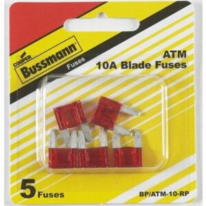 Bussmann BP-ATM-10-RP Red ATM Mini Blade Automotive Fuses 10A 5 pk