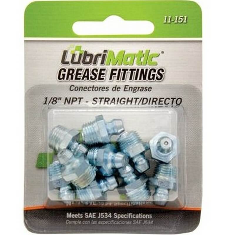 LubriMatic 11-151 Straight Grease Fittings 1/8” NPT Short 10 pk