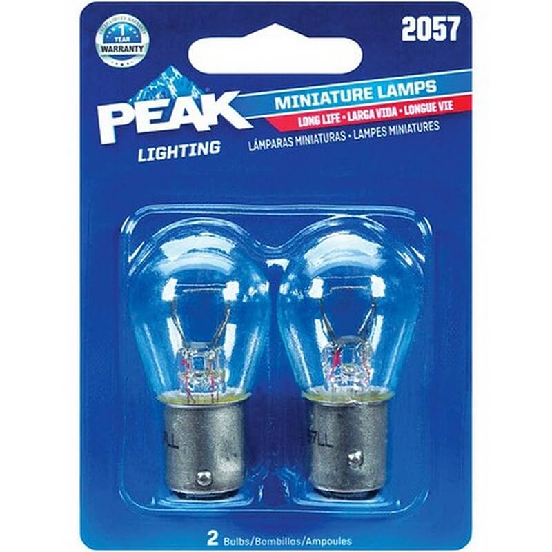 PEAK 2057 Long Life Mini Incandescent Automotive Bulb 2.8V 27W 2 pk
