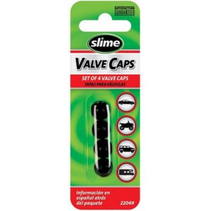 Slime Black Plastic Tire Valve Caps 4 pk