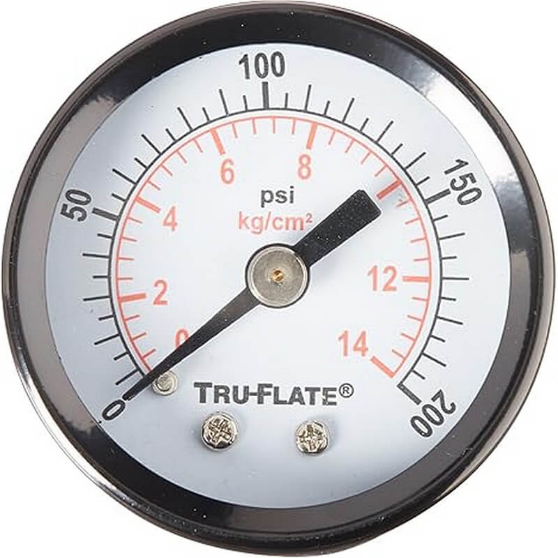 Tru-Flate Mini Air Line Rugged Gauge 1/8” 200 PSI