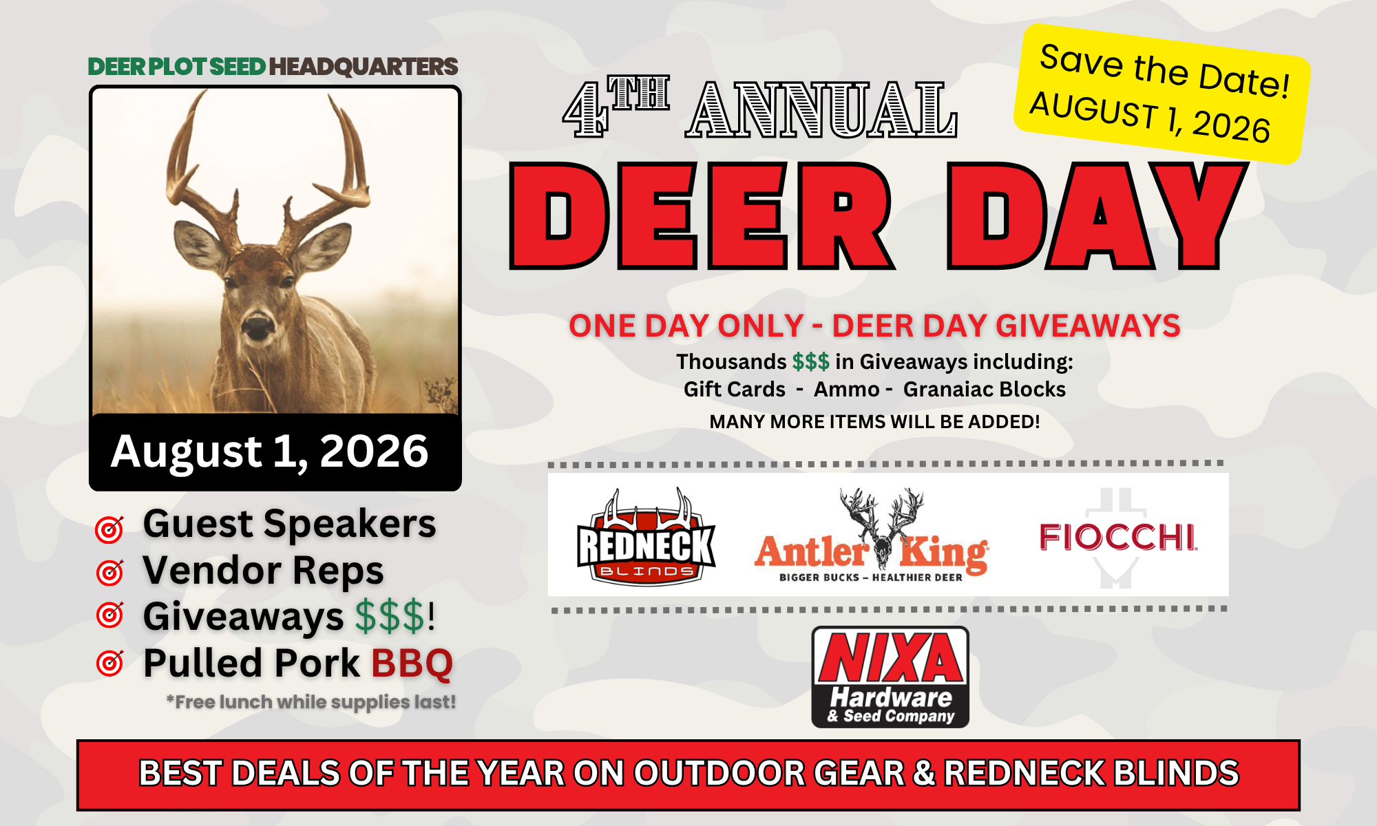 Nixa Hardware & Seed Co Deer Day Save The Date 2026